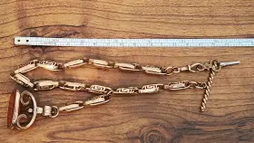32136 B-M Antique Ornate Pocket Watch Fob Chain Filled Stamp