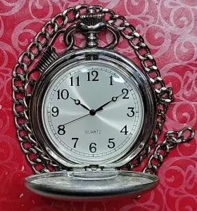 311224 CMB Groomsman Dial Quartz Pocket Watch Chain Battery #3