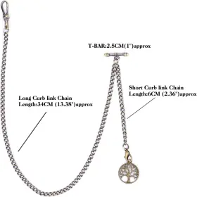 CPA078CPA040 OYEAHO Albert Chain Pocket Watch Bar Compass #2