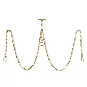ACH003-GL-US TREEWETO Pocket Watch Double Albert Chain Bar #2