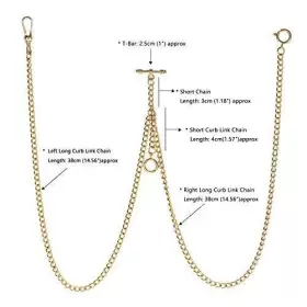ACH003-GL-US TREEWETO Pocket Watch Double Albert Chain Bar #3
