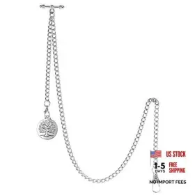 ACH005-006-PD018 TREEWETO Mens Double Albert Chain Pocket Key