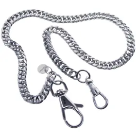 FCS76 WATCHVSHOP Pocket Watch Chain Albert Steel Double Cuban