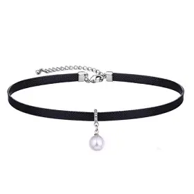 LN00000 YONHON Choker Necklace Women Siver Tone Pearl