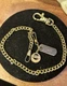 10K Gold Filled Eaton tag W/ Gold Metal Watch Chain on Curb Link Type Chain