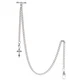 TREEWETO Men's Albert Chain Pocket Watch Curb Link Key Chain 2 Hooks Silver